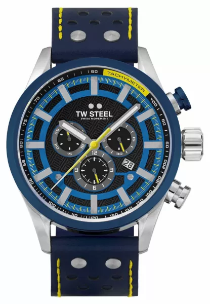 TW Steel SVS208 Volante Fast Lane Blue Leather Strap Watch
