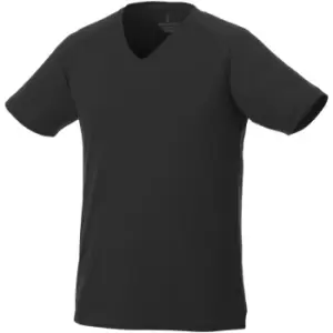 Elevate Mens Amery Short Sleeve Cool Fit V-Neck T-Shirt (L) (Black)