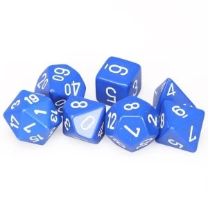 Chessex Opaque Poly 7 Dice Set: Blue/White