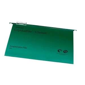 Rexel Crystalfile Classic A4 Manilla Suspension File V Base 15mm Green Pack of 50