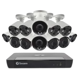 Swann CCTV System - 16 Channel 5MP Super HD NVR with 12 x 5MP Thermal Sensing Cameras 4 x Spotlight & 2TB HDD