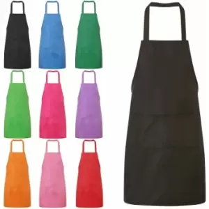 Plain Unisex Cooking Catering Work Apron Tabard with Twin Double Pocket - Brown - Jazooli