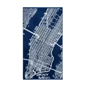 DKNY City Map Bath Sheet, Navy & White