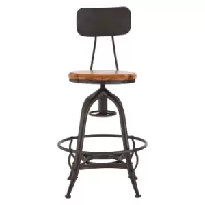Height Adjustable Bar Chair in Fir Wood and Metal