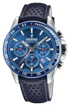 Festina Chronograph Blue Perforated Leather Strap F20561/3 Watch