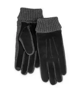 Totes Isotoner Suede Glove With Knit Cuff Smart Touch, Black, Size L/Xl, Men