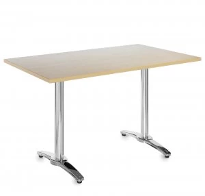 Roma Rectangular Table With 4 Leg Chrome Base 1600mm x 800mm - Beech