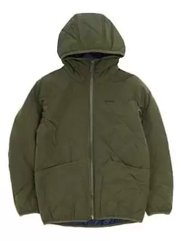 Barbour Boys Hooded Liddesdale Quilt Jacket - Olive Size Age: 10-11 Years