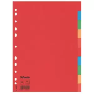 Esselte 100201 Multicoloured Cardboard Divider A4 10 Part 160gsm 1...