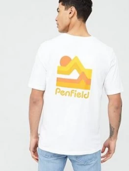 Penfield Wallpole Chest Logo & Back Print T-Shirt - White, Size S, Men