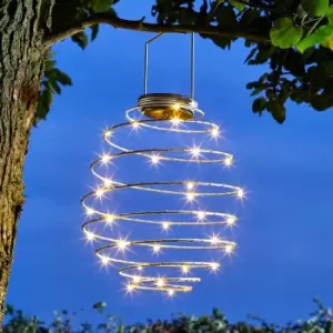 Smart Solar LED SPIRALIGHT Copper Hanging Lantern Warm White Copper