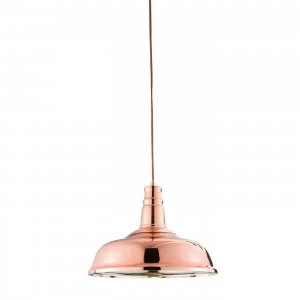 1 Light Dome Ceiling Pendant Copper Plated Glass, E27