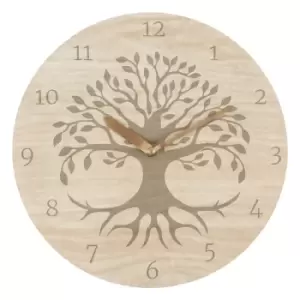 28cm Tree of Life Wood Effect MDF Clock
