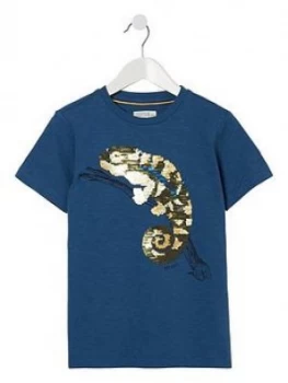 Fat Face Boys Chameleon Graphic T-Shirt - Blue, Size 8-9 Years