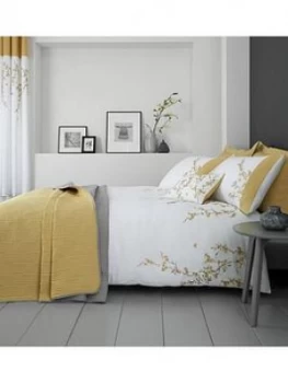 Catherine Lansfield Embroidered Blossom Duvet Cover Set In Yellow