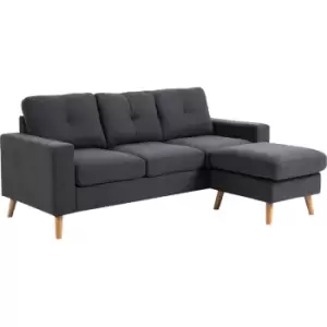 Homcom - 3-Seater L-Shaped Linen-Look Sofa Wood Frame Sponge Seat Back Cushions