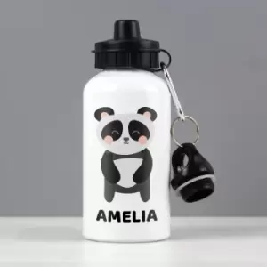 Personalised Panda Metal Drinks Bottle Black