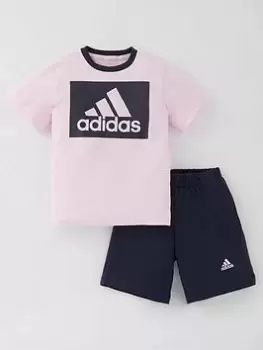 adidas Favourites Toddler Girls Big Logo Short And Tee Set - Light Pink, Size 18-24 Months, Women