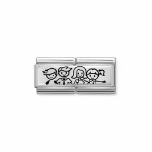 Classic Double Engraved Steel Silver Custom Boy Girl Family Link 330710/36