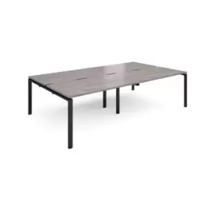 Adapt sliding top double back to back desks 2800mm x 1600mm - Black frame and grey oak top