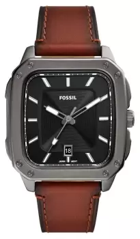 Fossil FS5934 Mens Inscription Black Dial Brown Leather Watch