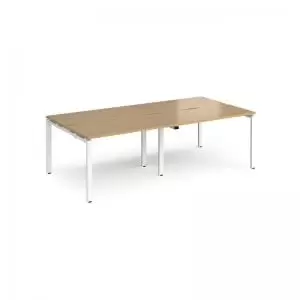 Adapt double back to back desks 2400mm x 1200mm - white frame and oak