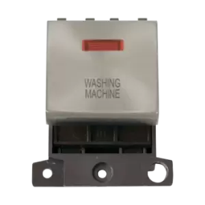 Click Scolmore MiniGrid 20A Double-Pole Ingot & Neon Washing Machine Switch Satin Chrome - MD023SC-WM