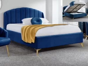 GFW Pettine 5ft King Size Royal Blue Upholstered Fabric Ottoman Bed Frame