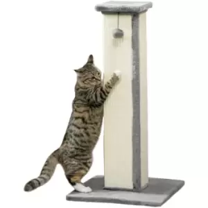 81cm Cat Scratching Post w/ Sisal Rope, Hanging Ball, Soft Plush - Grey - Grey - Pawhut