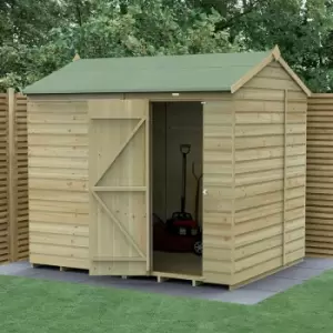 8' x 6' Forest Beckwood 25yr Guarantee Shiplap Windowless Reverse Apex Wooden Shed - Natural Timber