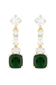 Gold Plated Mixed Stone Emerald Cubic Zirconia Drop Earrings