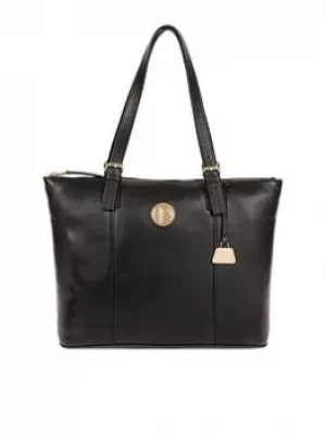 Pure Luxuries London Jet Black 'Aster' Leather Tote Bag