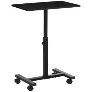 Homcom Mobile Laptop Table End Table With Wheels Height Adjustable Black