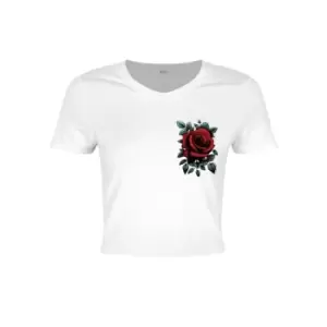 Requiem Collective Womens/Ladies Cardinal Rose Crop Top (XL) (White)