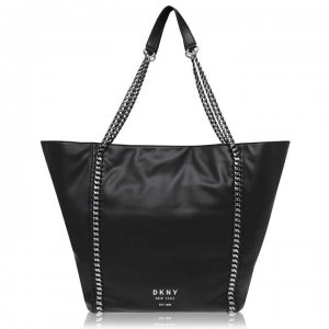 DKNY Alixis PU Chain Tote Bag - Black/Sil BSV