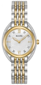 Bulova Womens Classic Diamond Two Tone Stainless Steel Watch