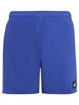 adidas Boys 3 Stripe Swim Short - Blue Size 9-10 Years
