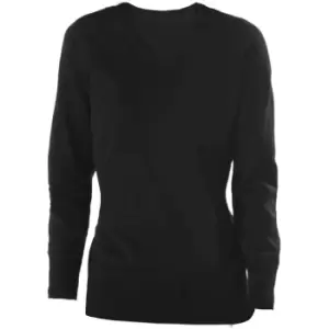 Kariban Womens/Ladies Cotton Acrylic V Neck Sweater (XS) (Black)
