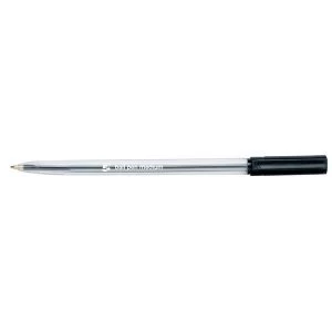 5 Star Office Ball Pen Clear Barrel Medium 1.0mm Tip 0.7mm Line Black Pack of 20