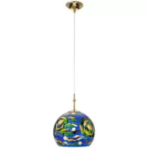 14kolarz - Elegant pendant light LUNA 24 Carat Gold 1 bulb, aqua blue shade