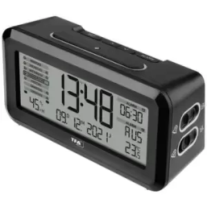 TFA Dostmann 60.2562.01 Radio Alarm clock Black, Silver Alarm times 2