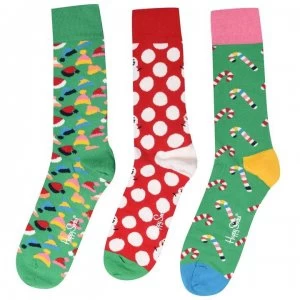 Happy Socks 3 Pack Christmas Tree Socks - Green