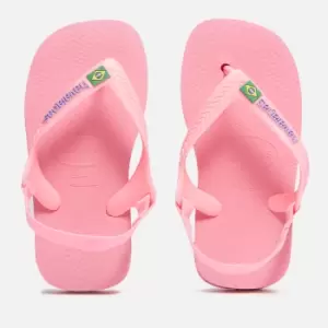 Havaianas Girls Baby Brasil Logo Flip Flops - Crystal Rose - UK 8-9 Toddler