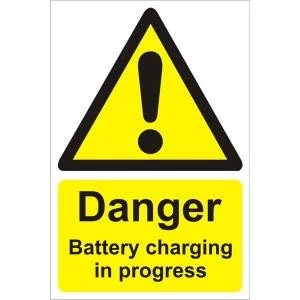 Warehouse Sign 400x600 1mm Plastic Danger battery charging Ref