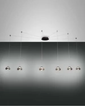 Arabella LED Cluster Pendant Ceiling Light Transparent Grey Glass