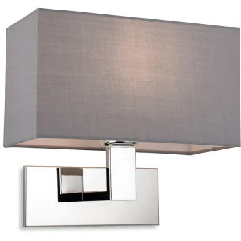 Firstlight - Raffles Wall Lamp Chrome with Rectangle Grey Shade