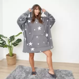 Dreamscene Star Hoodie Blanket Wearable Sherpa Oversized Sweatshirt Charcoal
