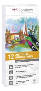 Tombow ABT Dual Brush Pen 2 tips Grey Tones PK12