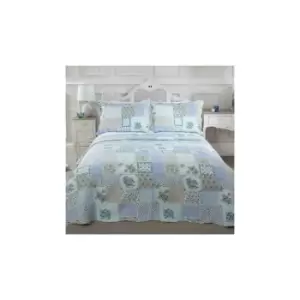 Cotswold Bedspread Double Bed Blue Floral Patchwork
