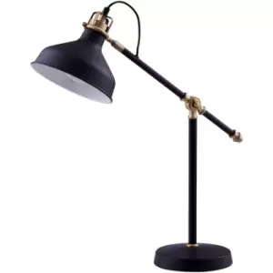 Mia Standard Task Table Lamp with Black Shade, Adjustable Reading Spot Light, Modern Reading Lighting for Living Room or Office - Black / Black